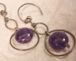 Amethyst Coin and Oxidized Sterling Silver Earrings