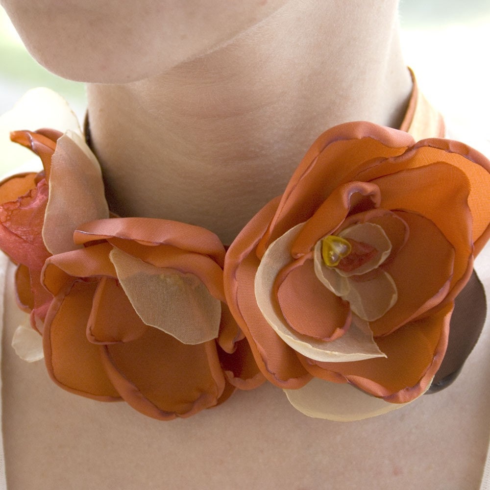 Orange sun Flowers-necklace-necktie