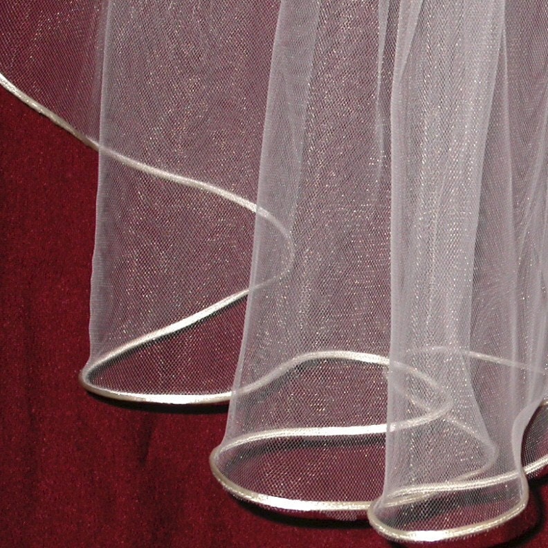 Bridal Veil with Satin Cord Edge...Candlelight