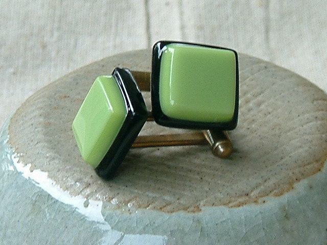 liquorice lime all sorts - fused glass cuff links