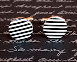 Cufflinks - Black and White Stripes