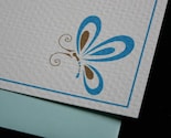 Blue and Chocolate Butterfly Notes- Set or 6 w/envelopes