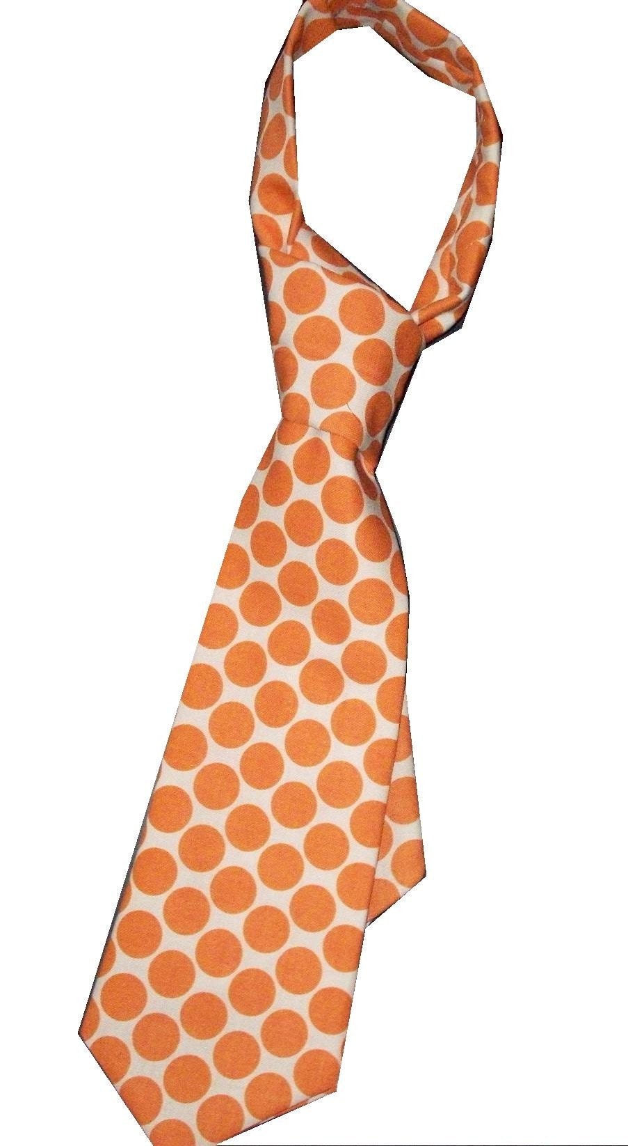 Boys Tie Amy Butler Moon Dots in Orange, YOU PICK SIZE