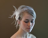 Cage-Cap Flapper Style Birdcage Veil with Satin Flower 