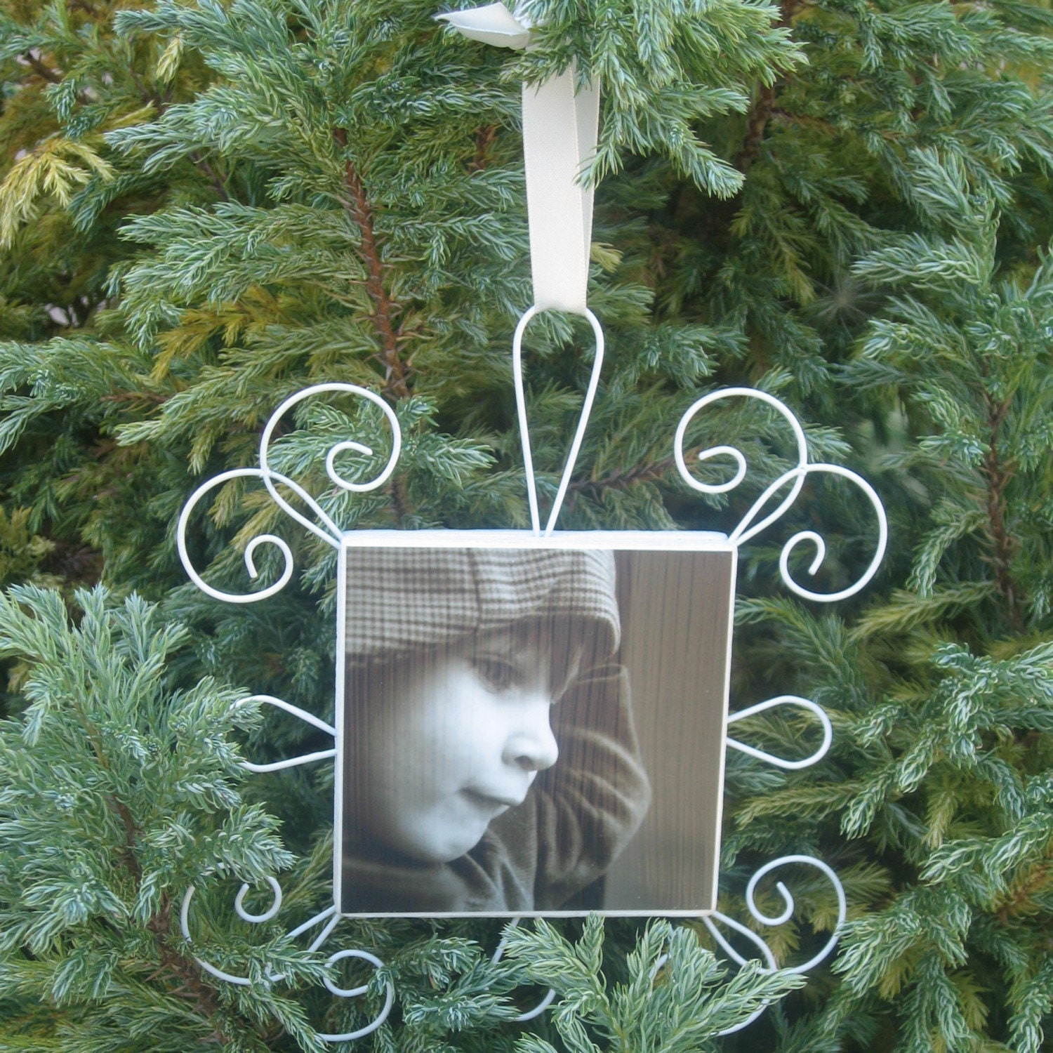 Custom Photo Tree Ornament- Square