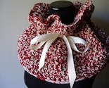 Free Shipping Americana  Cowl in Red White with Ivory Ribbon