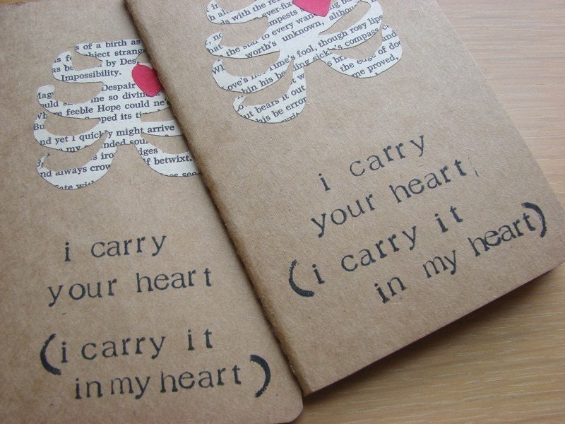 i carry your heart w\/ me, ORIGINAL collage on pocket moleskine