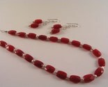 LADY IN RED..Red Ruby Jade and Sterling Silver Necklace and Earring Set