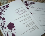 Plum Blossoms Wedding Invitation and RSVP Card Set