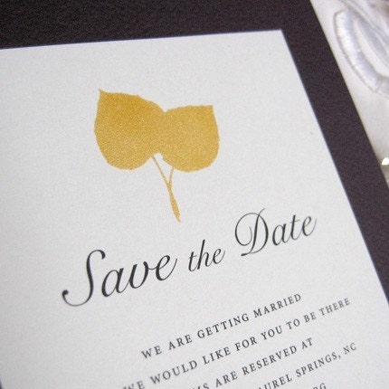 Aspen Leaf print Sample save the date card