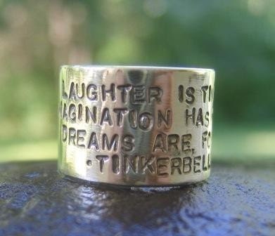 Laughter Is Timeless...Wide Inscribed Band (order in whole, half or quarter sizes - and whatever poetry or phrase you like)