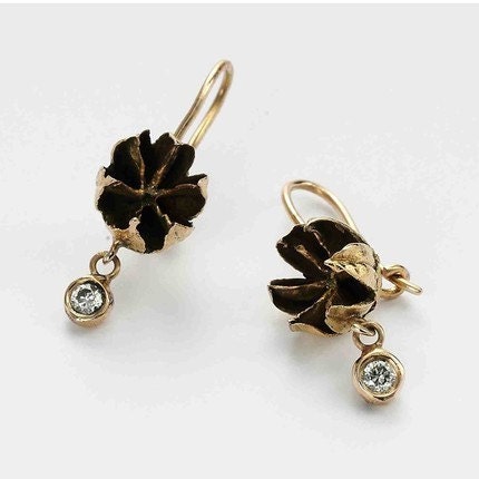 diamond seed flower earrings
