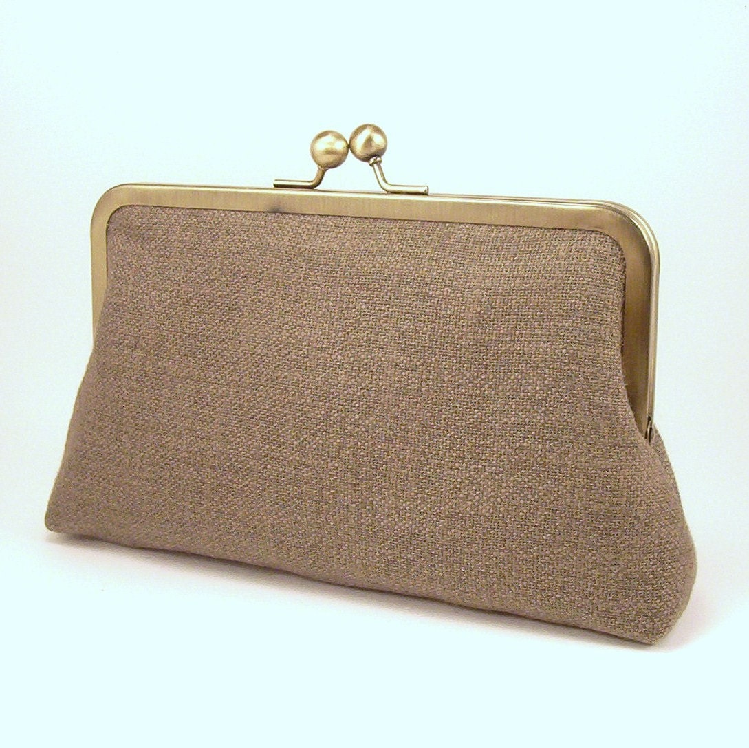 Heavy Linen - Taupe - Silk-lined clutch