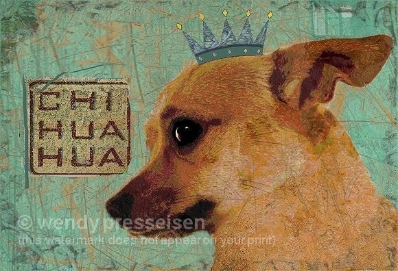 CHIHUAHUA DOG Art Print MODERN GRUNGE ART POSTER Signed CUTE PUPPY Minpin Chihuahua