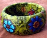 Upcycled Lime Green Floral Fabric Bangle