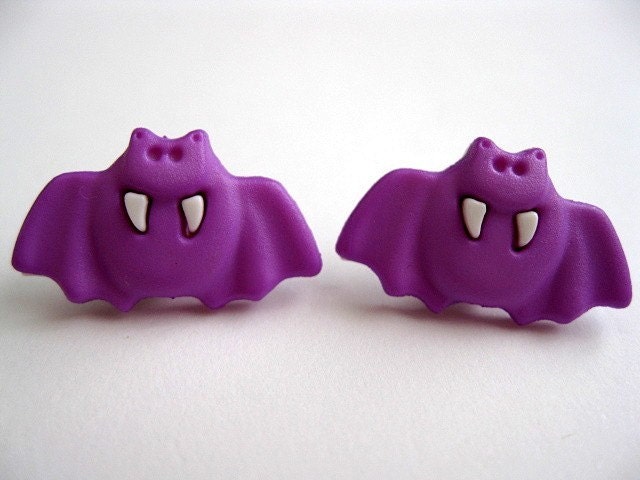 FREE SHIPPING - Purple bat stud earrings