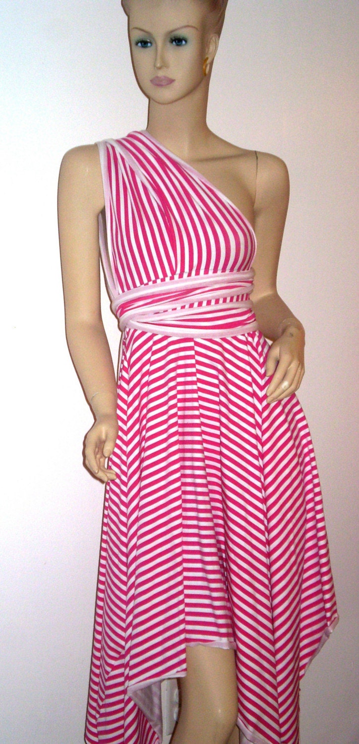 Pink and White Striped Summer dress to be worn several ways