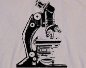 Old 
School Microscope Graphic Illustration Screen Print Khaki Tan T-Shirt in
 S, M, L, XL, XXL