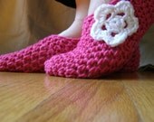Crochet Slippers Hot Pink
