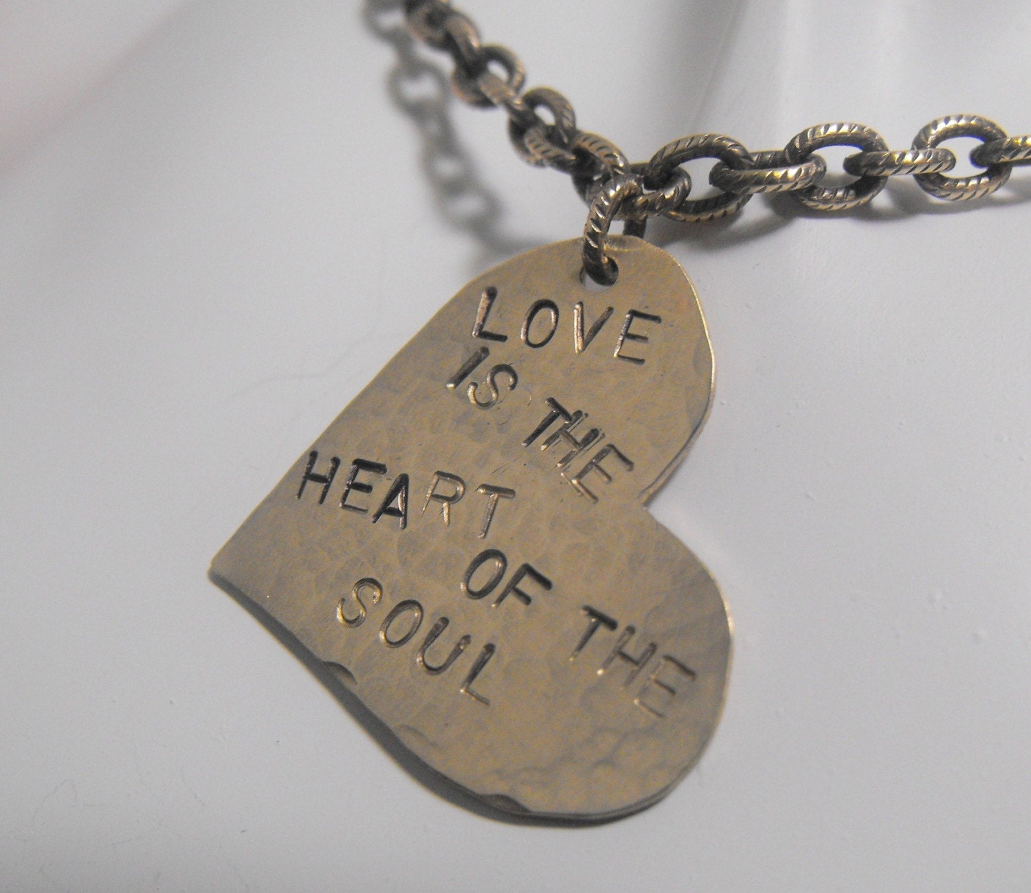 Clearance - stamped brass heart pendant