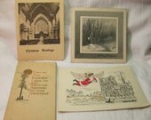 Grouping of 4 Vintage Christmas Cards Circa 1930-40s