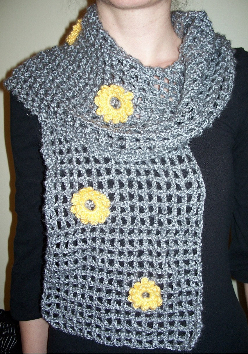 Dusty Gray Crochet Scarf