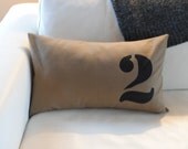 Number Pillow Cover in Dark Khaki