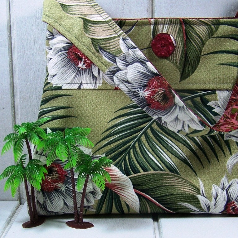 Handmade Hawaiian Barkcloth Slouch Bag by fortheloveofpete on Etsy