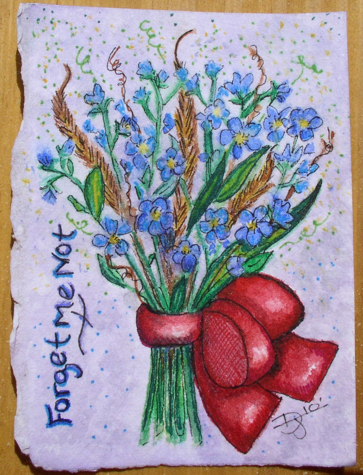 ACEO, mini painting, forget-me-nots