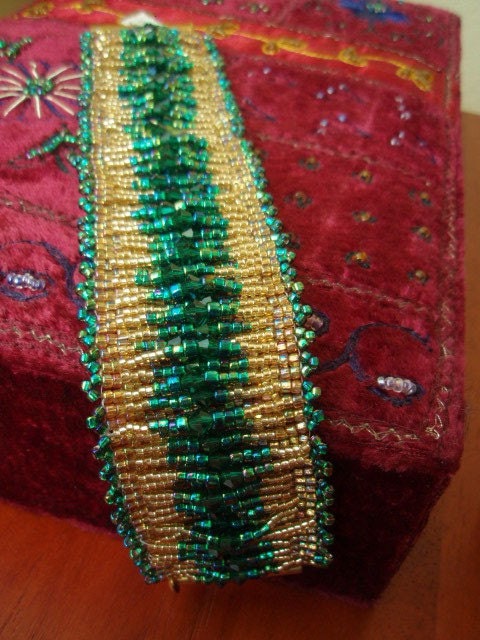 Emerald and Gold Embellished Bracelet