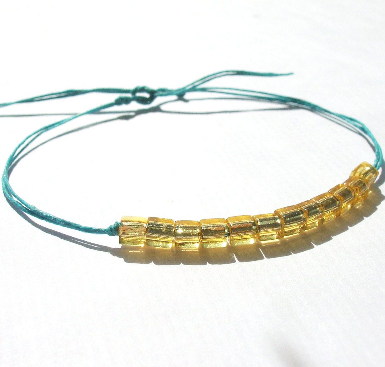 Yellow - Gold and Aqua  Floating Squares Bracelet