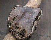 Pink purple bubbles ring - Rough Smithsonite specimens and sterling silver