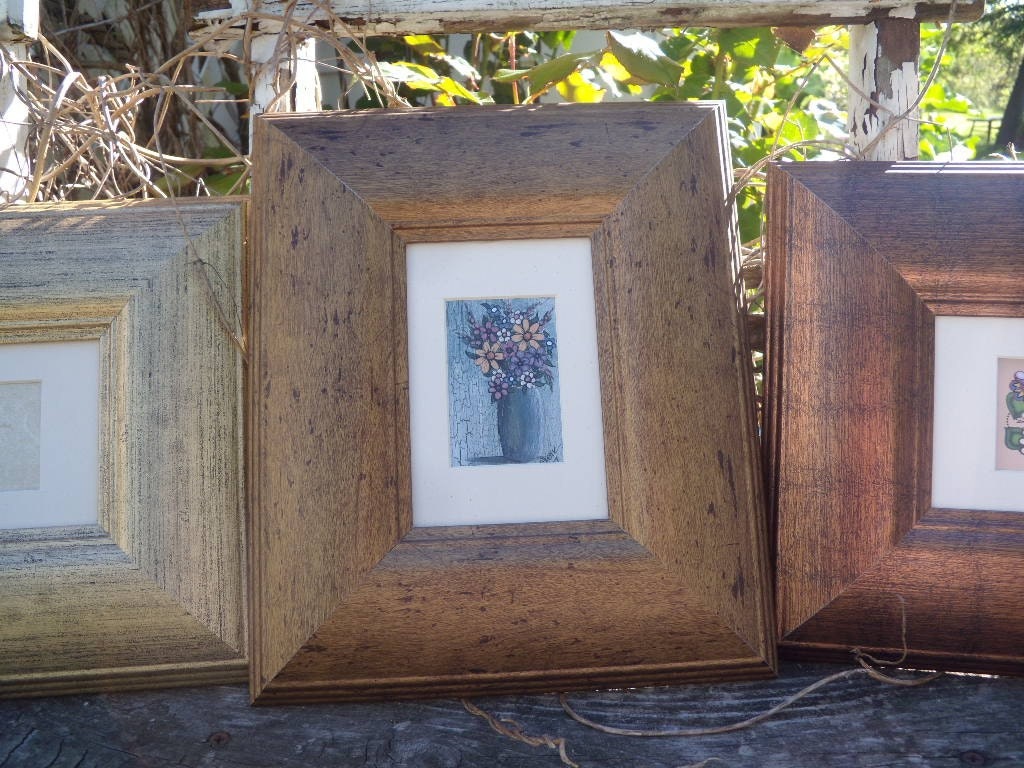 ACEO Wooden Picture Frame 4 x 6 Matted Brushed Gold