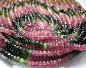 2 Full Strand,Tourmaline Faceted Roundel,14 inches each strand ,Size is approx 3.5mm ,A Grade Quality.