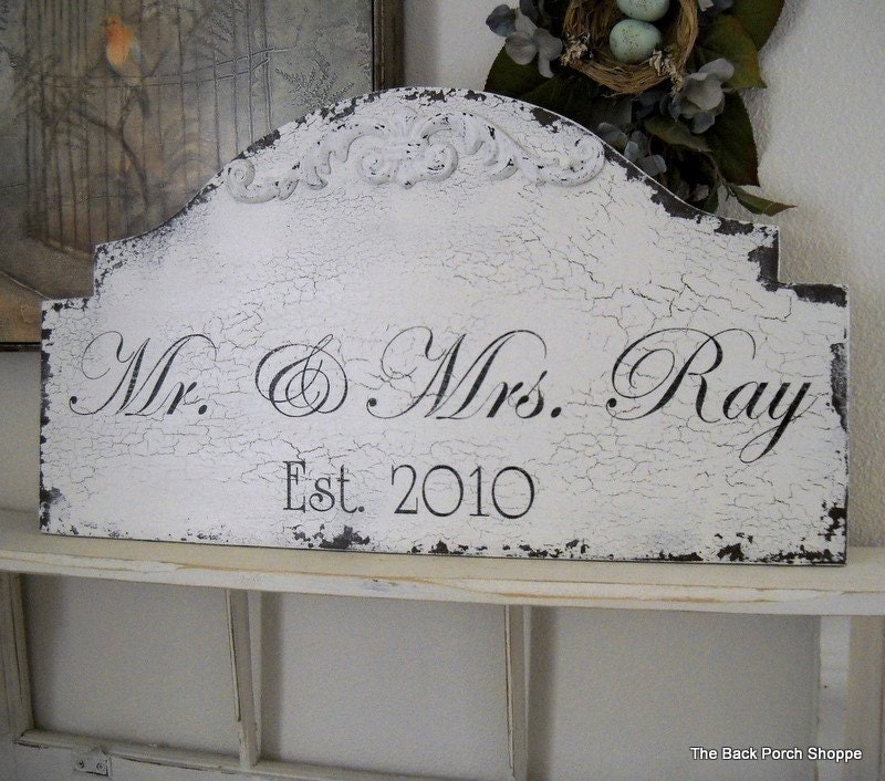 CUSTOM WEDDING SIGN Mr and Mrs with Date 25 x 13
