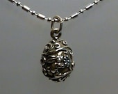FREE shipping sterling silver Easter egg  pendant charm on a sp chain