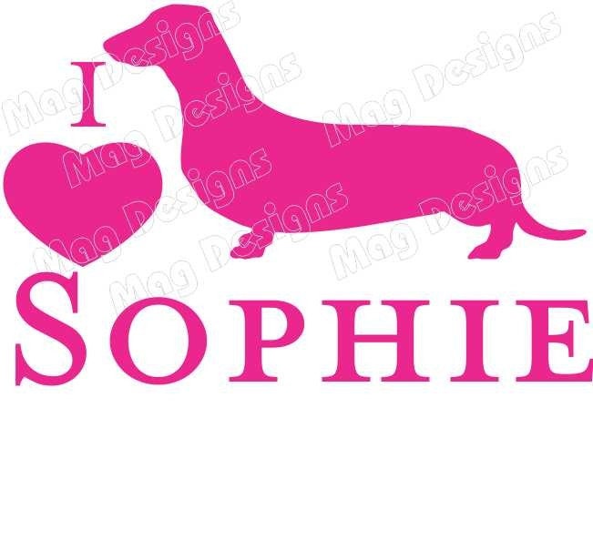 Hot Pink DACHSHUND Vinyl Dog Decal Silhouette on Etsy or you pick the color
