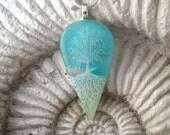 Free Necklace Summer Skies Magical Tree of Life Fused Dichroic Glass Pendant 062610p100a