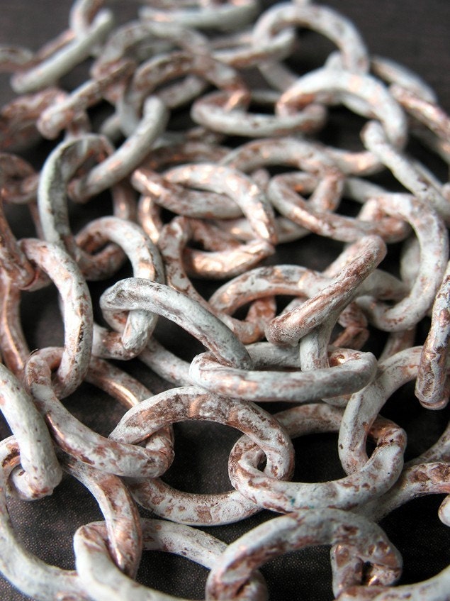 Ghost White Patina Textured Copper Chain - Large Link