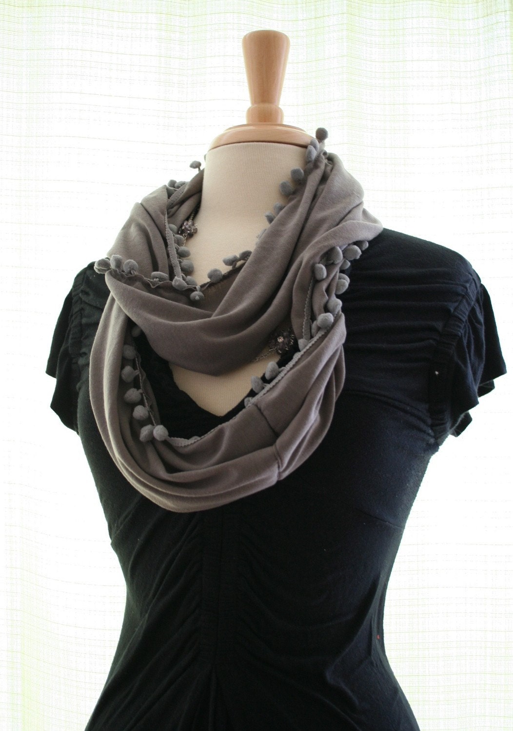 SALE...Gray Cotton Jersey Loop Scarf