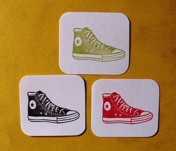 Converse style sneaker hand carved rubber stamp