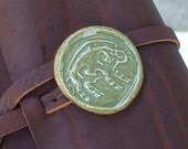 The Boar - chocolate leather journal with clay button