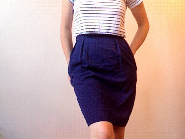 Blue Secretary Pencil Skirt
