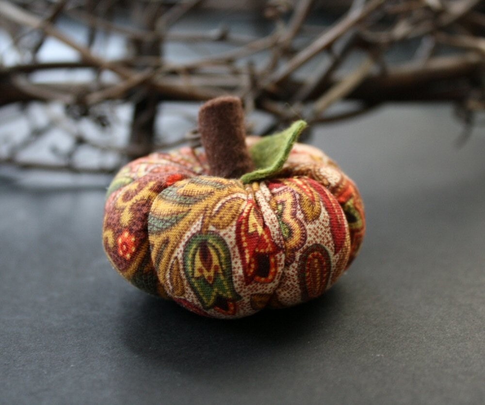 autumn paisley stuffed pumpkin fabric decoration