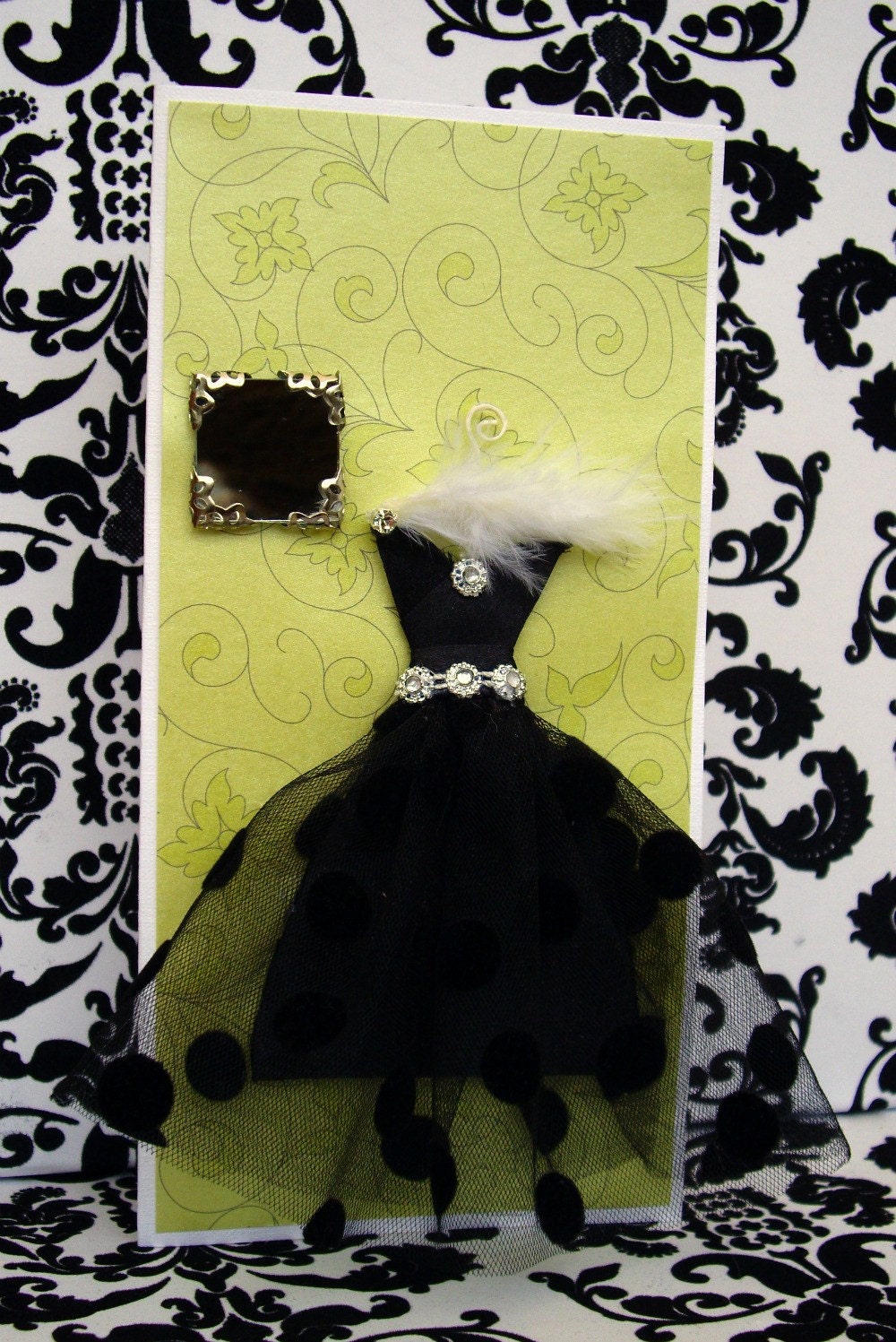 SALE Ebony Personalised Dress Card  / Handmade Greeting Card