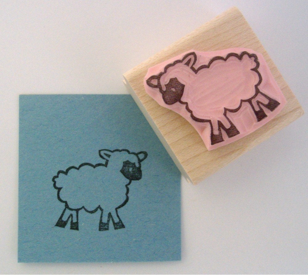 Baby Lamb Hand Carved Rubber Stamp