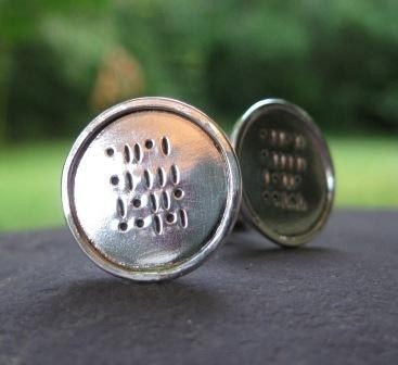 Geek Love . Sterling Silver Cuff Links . Binary Code Inscription of any word up to 5 letters long . READY TO SHIP