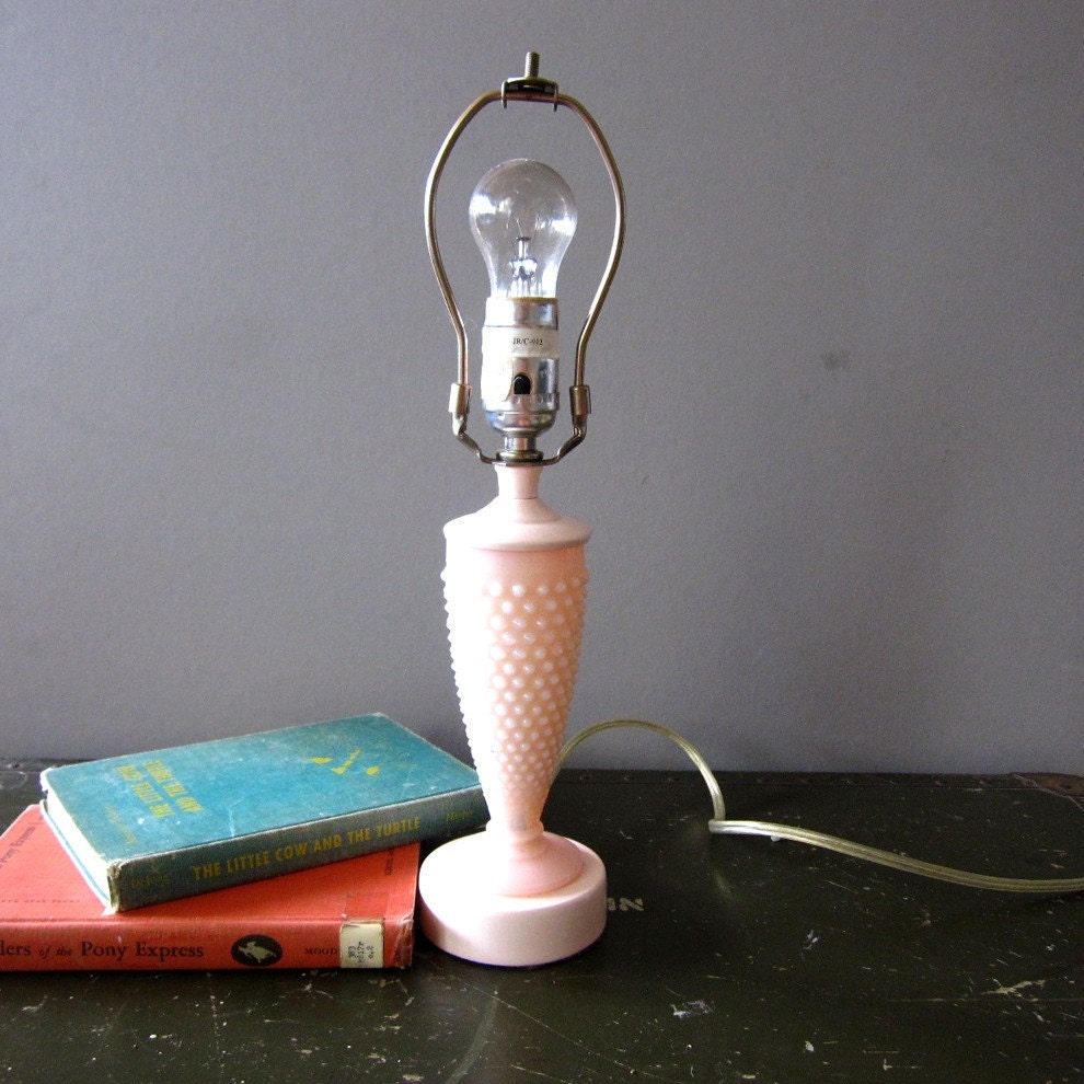 Perfectly Pink Hobnob Milk Glass Lamp - Works Great