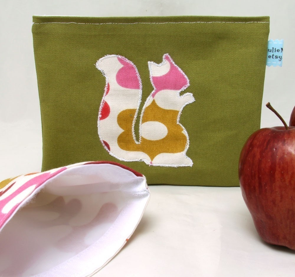 Sandwich and Snack Bag Set - Olive Green Squirrel
