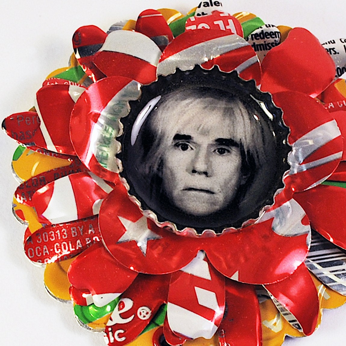 Andy Warhol  Shrine Brooch from recycled metal OOAK